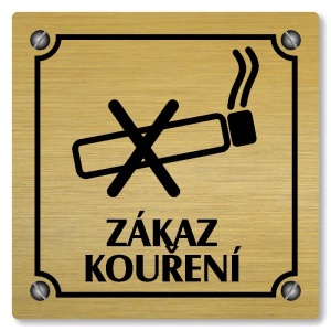 Zákaz kouření, 100x100mm, zlatá, Kansas